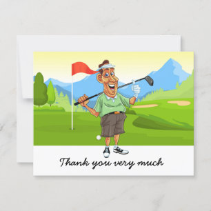 Carte de remerciements de golf avec golfeur en ver