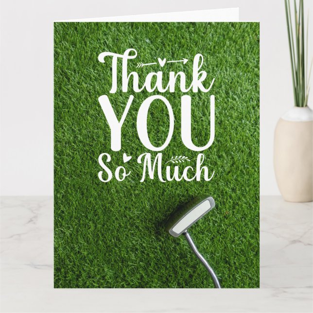 Carte de remerciements de golf avec putter (Devant)