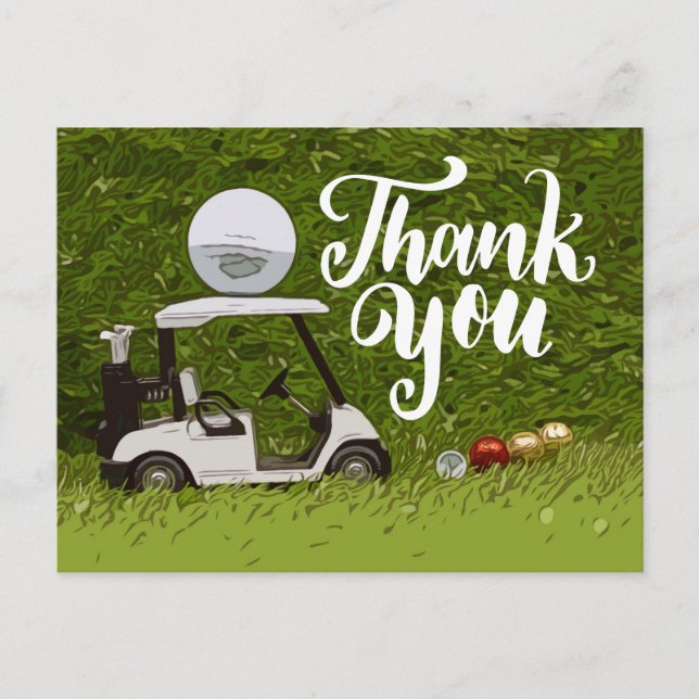 Carte de remerciements de golf avec voiturette de  (Devant)