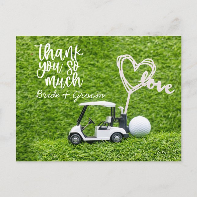 Carte de remerciements de golf pour mariage golfeu (Devant)