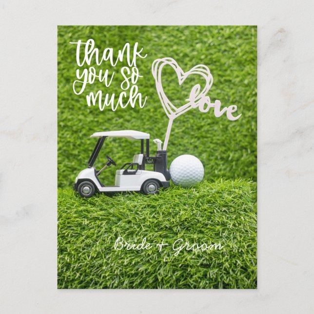 Carte de remerciements de golf pour mariage golfeu (Devant)
