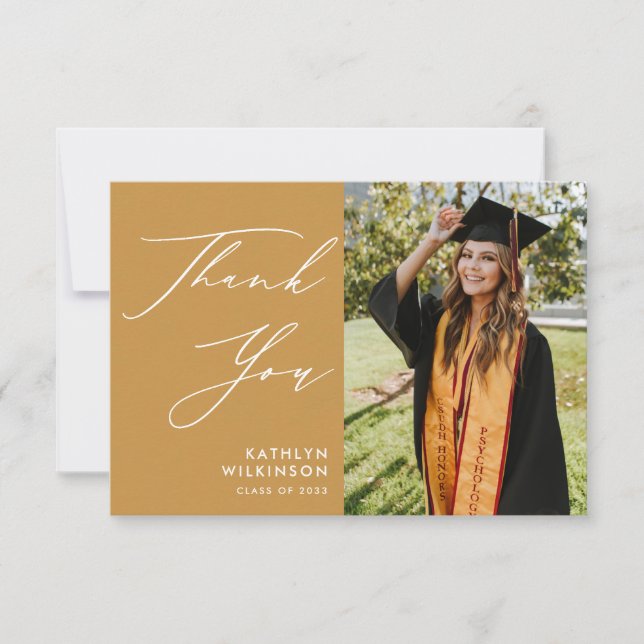 Carte de remerciements de Graduation de Script Ele (Devant)