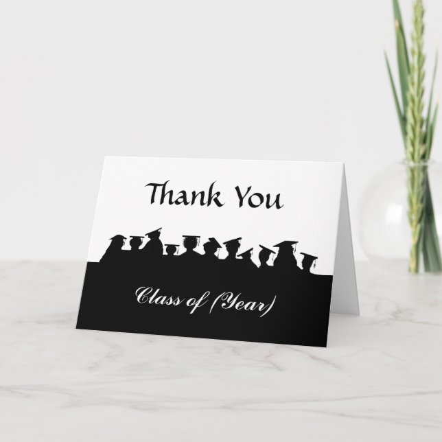 Carte de remerciements de graduation des silhouett (Devant)
