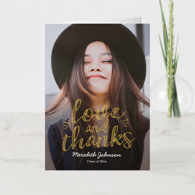 Carte de remerciements de graduation FUN Script (Recto)