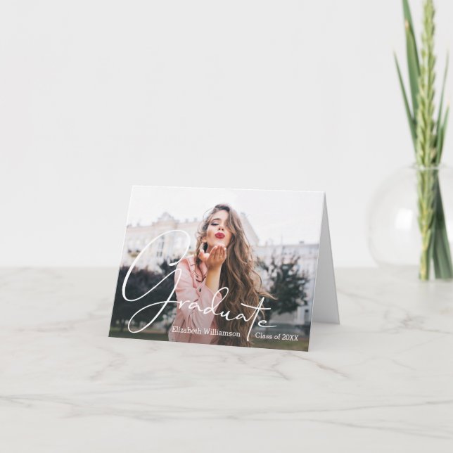 Carte de remerciements de graduation photo moderne (Devant)