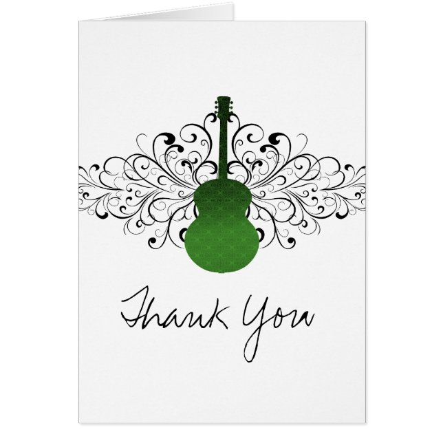 Carte de remerciements de guitare Green Swirls (Devant)
