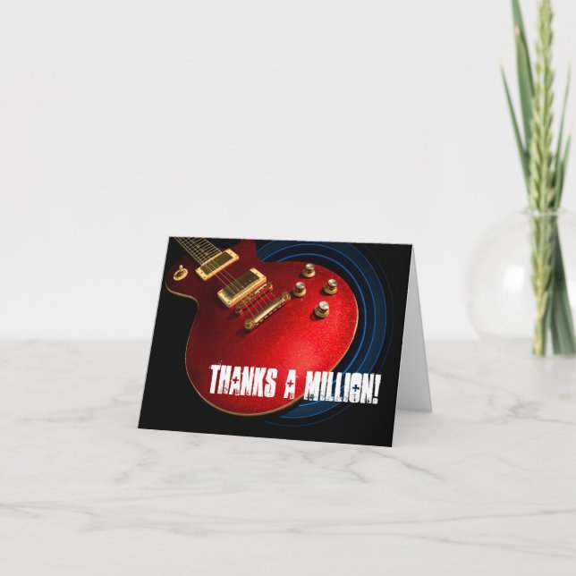 Carte de remerciements de guitare rouge Blingy | R (Devant)
