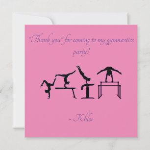 Carte de remerciements de gymnastique rose et viol