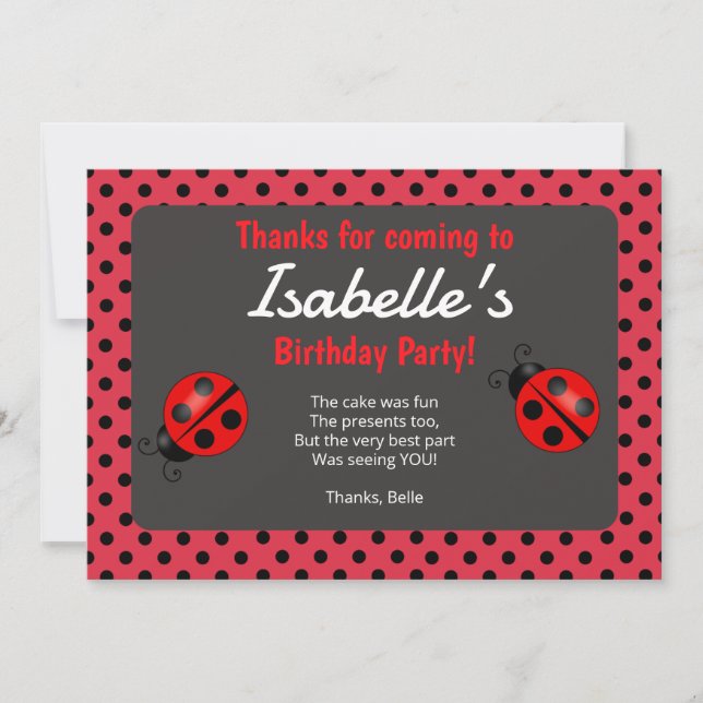 Carte de remerciements de la fête d'anniversaire d (Devant)