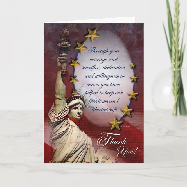 Carte de remerciements de la liberté patriotique (Devant)