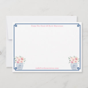 Carte De Remerciements De la part de Preppy Navy et Blush Roses Party