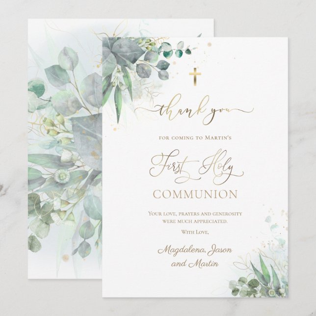 Carte de remerciements de la première communion (Devant / Derrière)