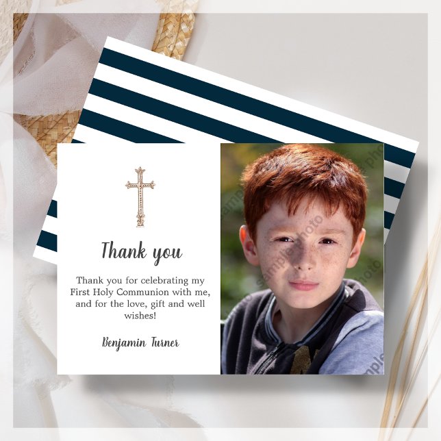 Carte de remerciements de la première communion bl (Créateur téléchargé)