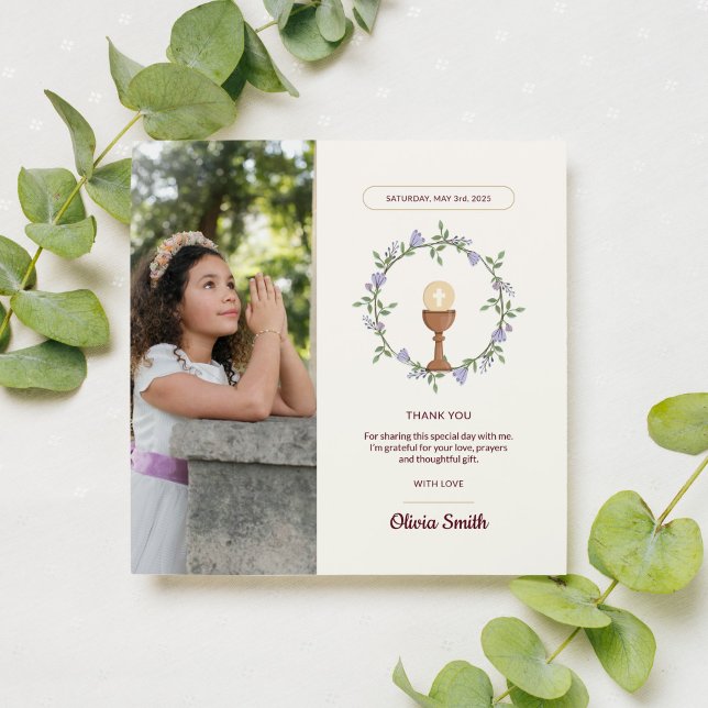 Carte de remerciements de la première communion bo (Spiritual and personal – ideal for First Communion favors)