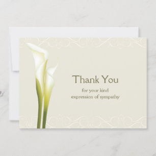Carte de remerciements de la sympathie de Calla Li