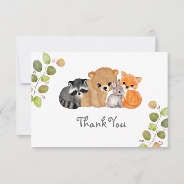 Carte de remerciements de lapin de lapin de l'ours (Devant)