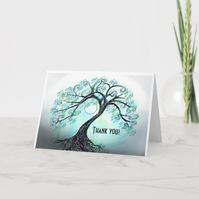 Carte de remerciements de l'arbre bleu de vie (Devant)