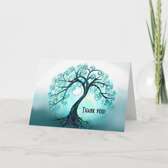 Carte de remerciements de l'arbre bleu de vie (Devant)