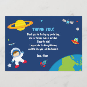 Carte de remerciements de l'espace d'astronaute