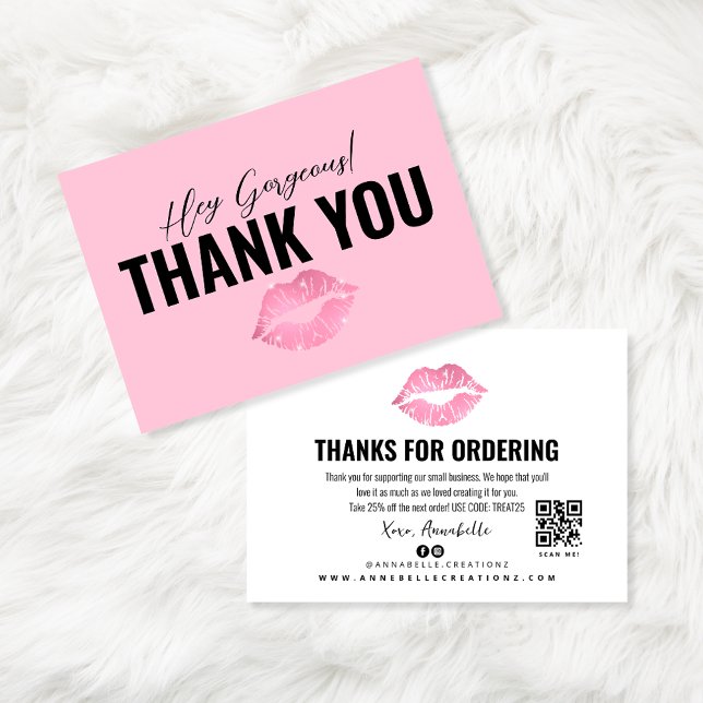 Carte de remerciements de lèvres Kiss Rose (Créateur téléchargé)