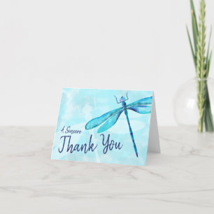 Carte de remerciements de libellules turquoise