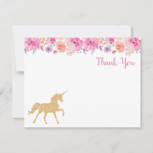 Carte de remerciements de licorne (Devant)