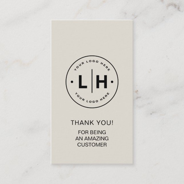 Carte de remerciements de logo professionnel perso (Devant)