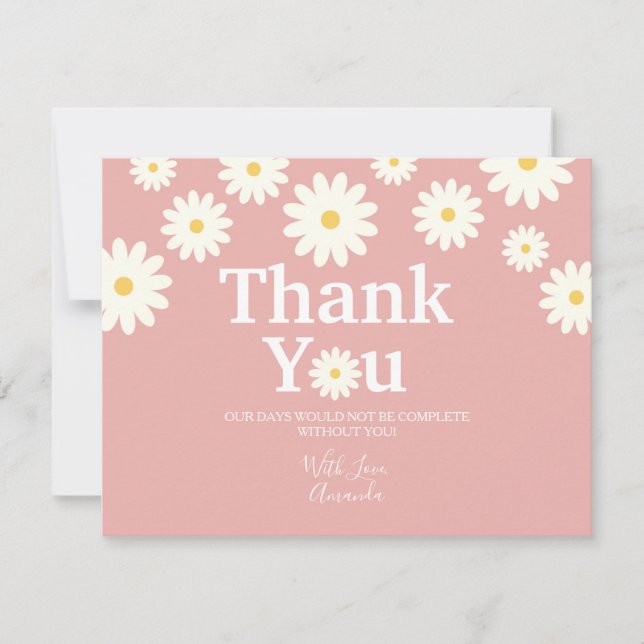 Carte de remerciements de marguerite rose (Devant)