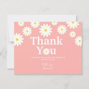 Carte de remerciements de marguerite rose