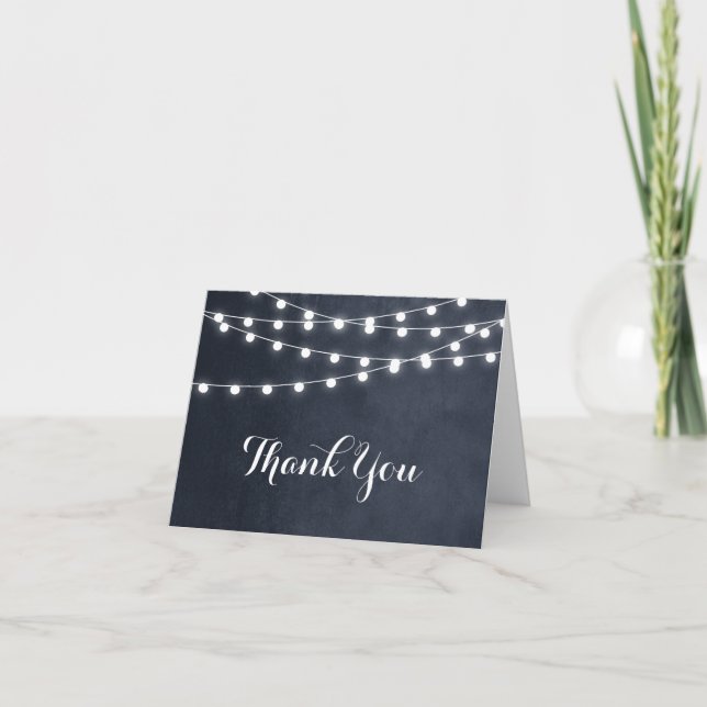 Carte de remerciements de Mariage à cordes bleu mi (Devant)