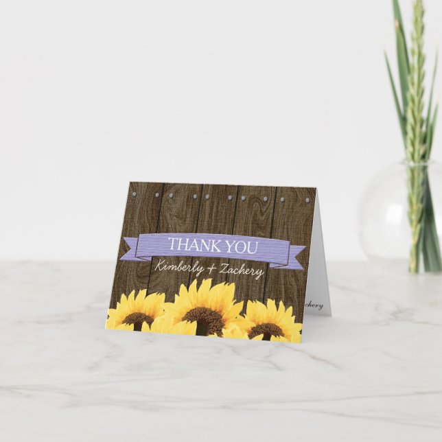 CARTE DE REMERCIEMENTS DE MARIAGE AU TOURNESOL RUS (Devant)