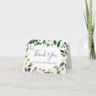 Carte de remerciements de mariage aux fleurs blanc