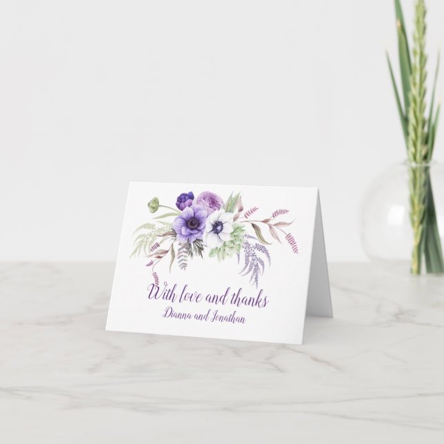 Carte de remerciements de Mariage blanc de lavande (Devant)