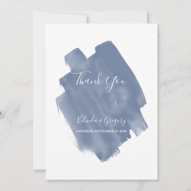 Carte de remerciements de Mariage couleur bleu Dus (Dos)