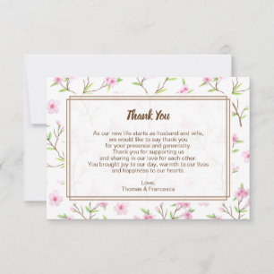Carte de remerciements de mariage d'aquarelle de