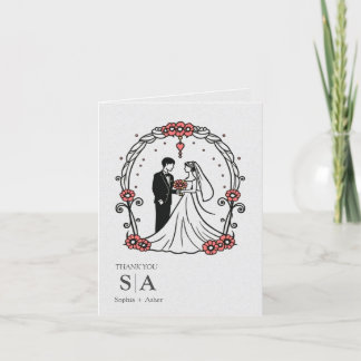 Carte de remerciements de Mariage de bande dessiné