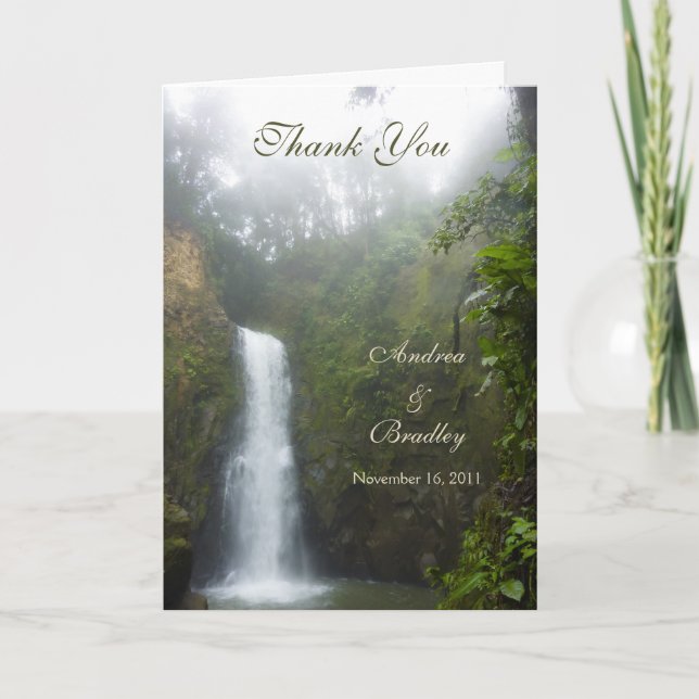 Carte de remerciements de mariage de cascade (Devant)