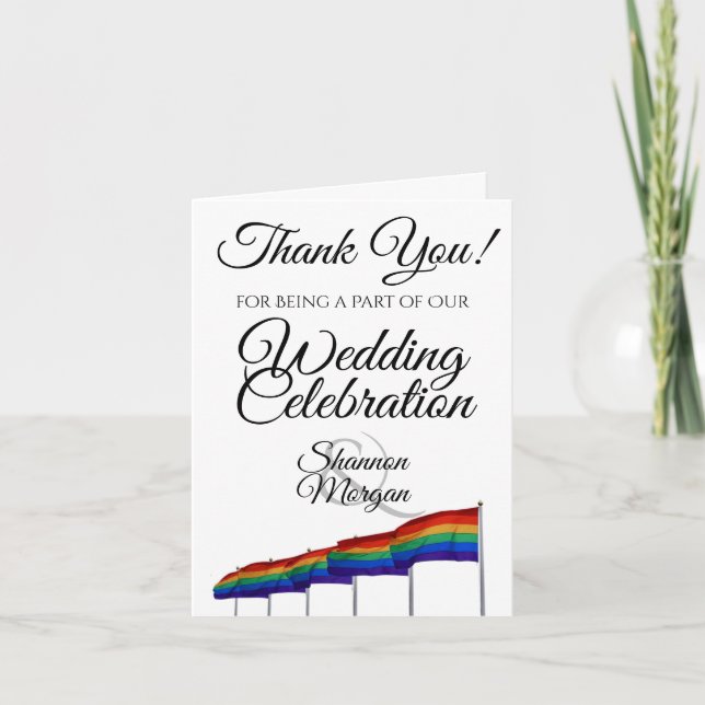 Carte de remerciements de mariage de gay pride (Devant)