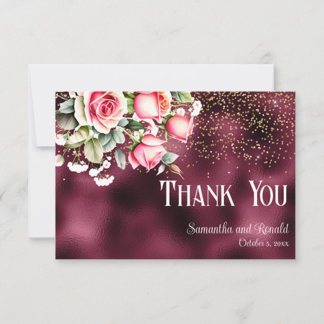 Carte de remerciements de Mariage de Parties scint (Devant)