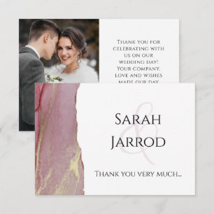 Carte de remerciements de Mariage de photos rose D
