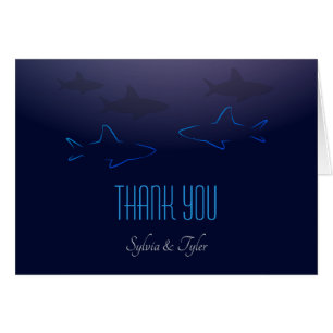 Carte de remerciements de mariage de requin bleu