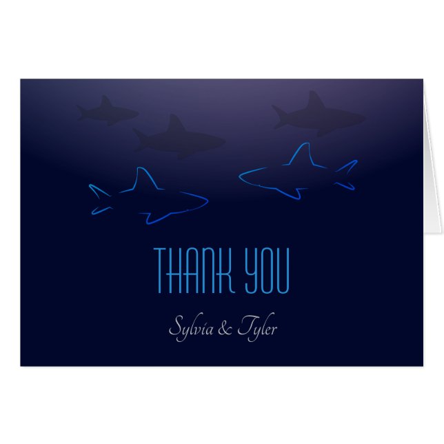 Carte de remerciements de mariage de requin bleu (Devant Horizontal)