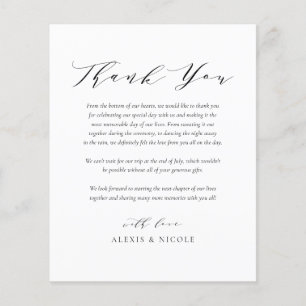 Carte de remerciements de Mariage de script minima