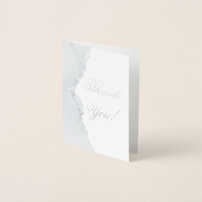 Carte de remerciements de Mariage d'huile d'argent (Devant)