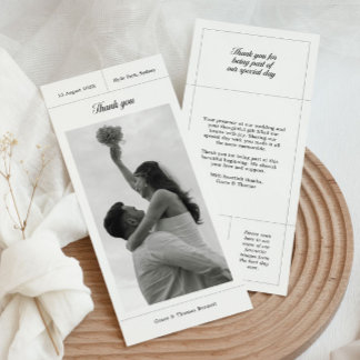 Carte de remerciements de mariage élégant avec pho