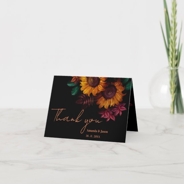 Carte de remerciements de Mariage Floral Rustique  (Devant)