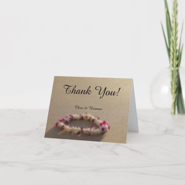 Carte de remerciements de mariage Hawaiian Lei Bea (Devant)