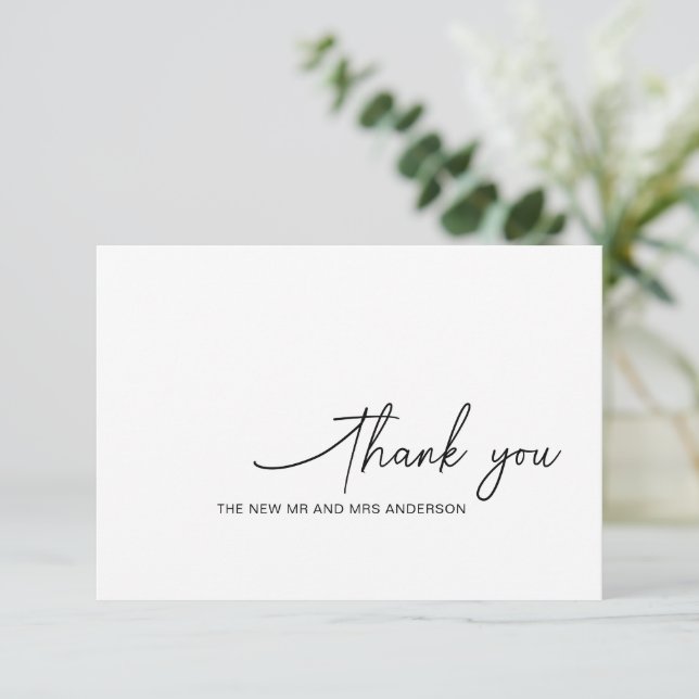Carte de remerciements de Mariage noir tourbillonn (Debout devant)