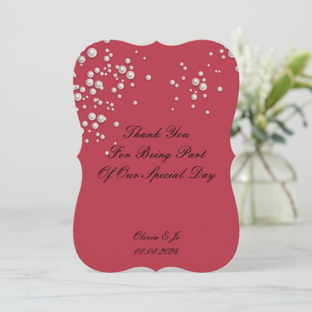 CARTE DE REMERCIEMENTS DE MARIAGE PERLE ROUGE CRIM (Debout devant)