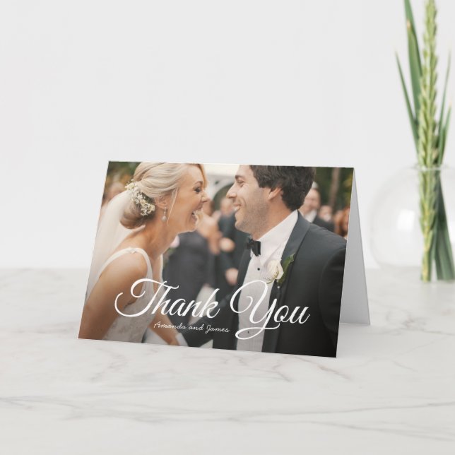 Carte de remerciements de mariage personnalisé pho (Devant)